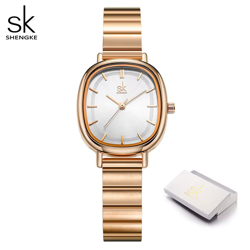 Shengke Women’s Fashion Square Watch –  Steel Quartz Bracelet Eloisa