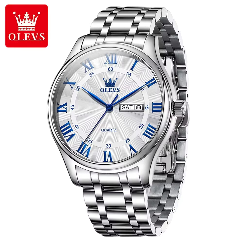 OLEVS 3663 Men’s Gold Quartz Watch – Ultra‑Slim Stainless Steel Strap, Date Display, Water Resistant, Classic Retro Style