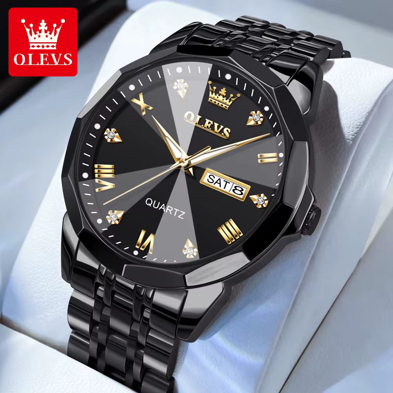 OLEVS 9931 Luxury Men’s Quartz Watch – Waterproof, Luminous, Calendar, Stainless Steel Business Style