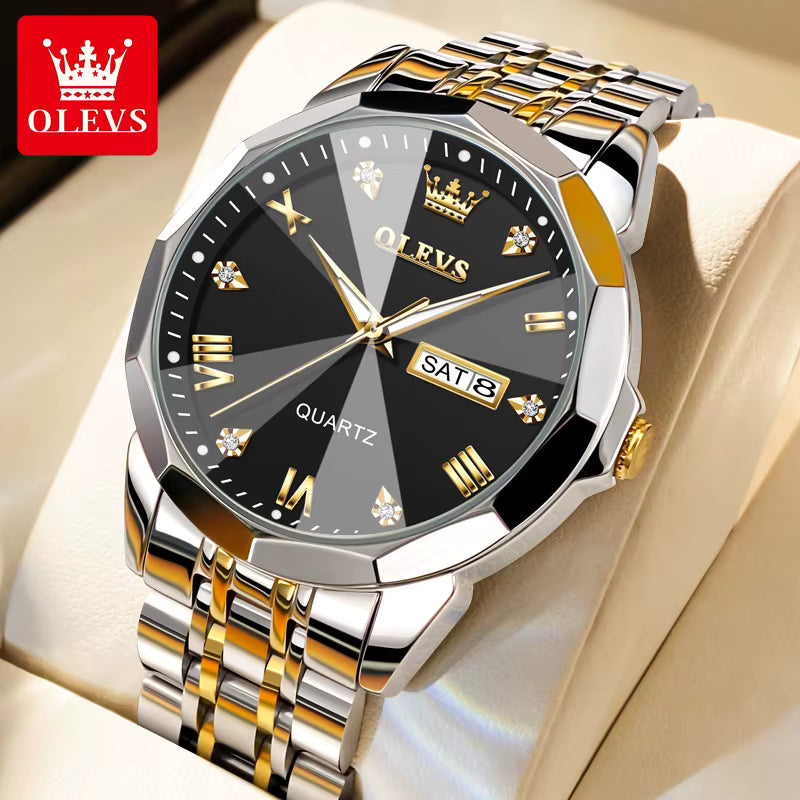 OLEVS 9931 Luxury Men’s Quartz Watch – Waterproof, Luminous, Calendar, Stainless Steel Business Style