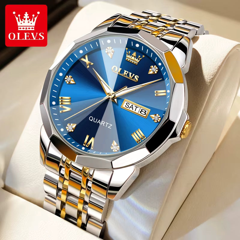 OLEVS 9931 Luxury Men’s Quartz Watch – Waterproof, Luminous, Calendar, Stainless Steel Business Style