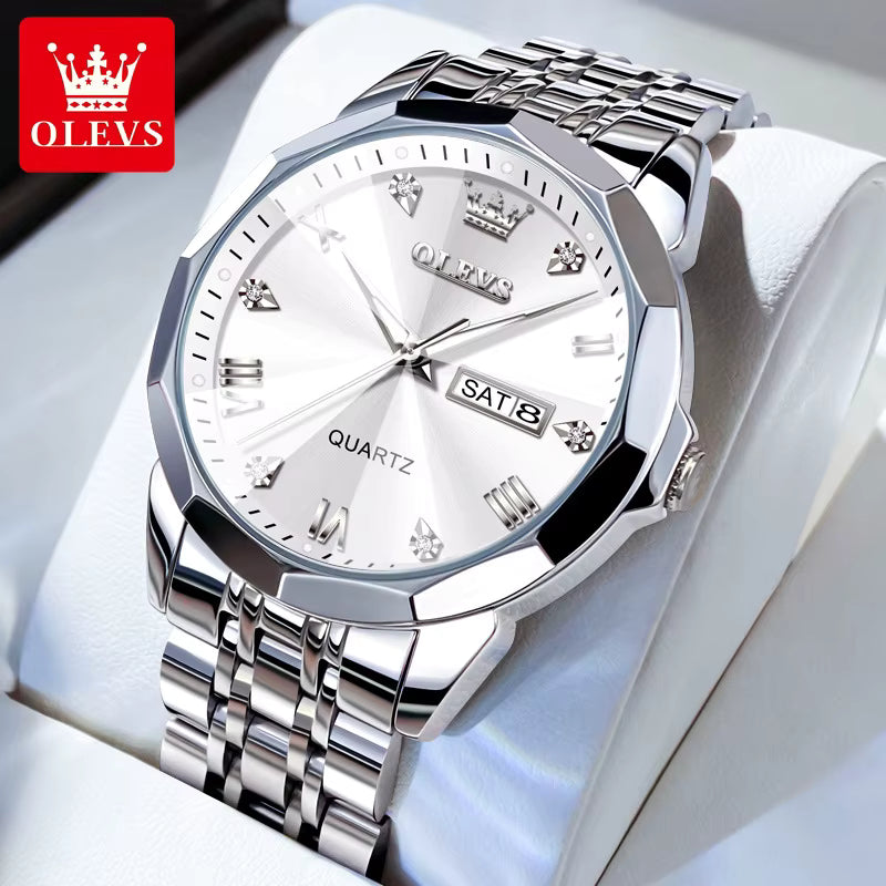 OLEVS 9931 Luxury Men’s Quartz Watch – Waterproof, Luminous, Calendar, Stainless Steel Business Style