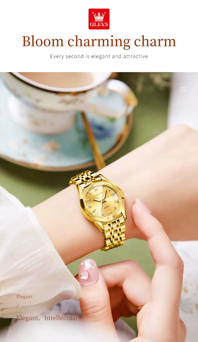 OLEVS 9931 Women’s Luxury Quartz Watch – Stainless Steel, Waterproof, Classic Fashion Design