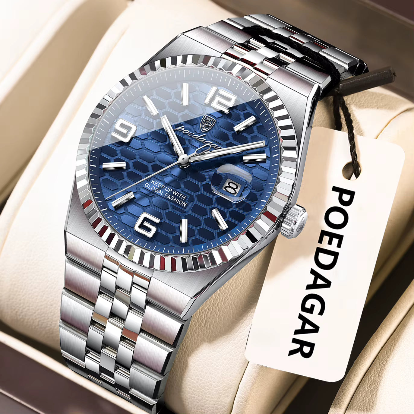 Poedagar 839 Men’s Watch – Luxury Stainless Steel Quartz