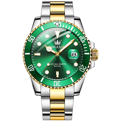 OLEVS 5885 Men’s Diamond Quartz Watch – Stainless Steel, Waterproof, Luminous Business Style
