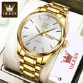 OLEVS 6898 Men’s Quartz Watch – Stainless Steel Waterproof Wristwatch with Luminous Dial & Date Display