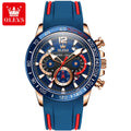 OLEVS 9936 Blue Men’s Sport Watch – Quartz, Silicone Strap, Luminous, Waterproof, Date Calendar