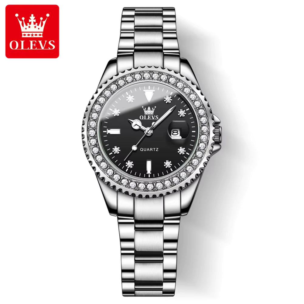 OLEVS 9945 Green Women’s Watch – Waterproof Stainless Steel Automatic Quartz Wristwatch