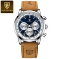 POEDAGAR Men’s Chronograph Watch 921 – Waterproof Luminous Quartz Wristwatch with Leather Strap