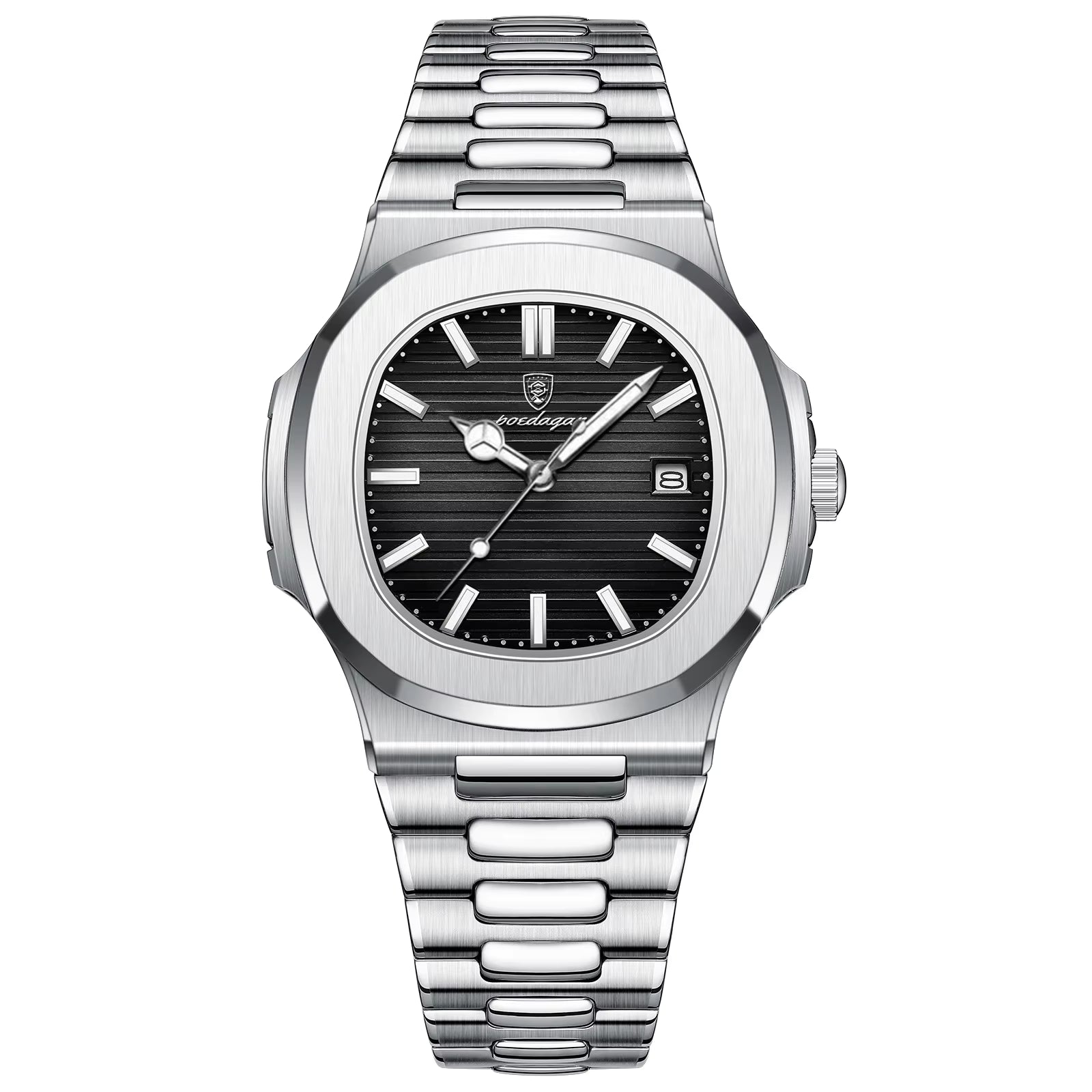POEDAGAR 613 Men’s Quartz Watch – Green Dial, Stainless Steel Sports Wristwatch