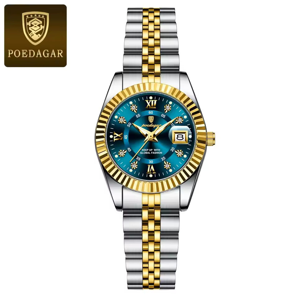Poedagar 780 Women’s Luxury Quartz Watch – Elegant Stainless Steel Waterproof Luminous Wristwatch