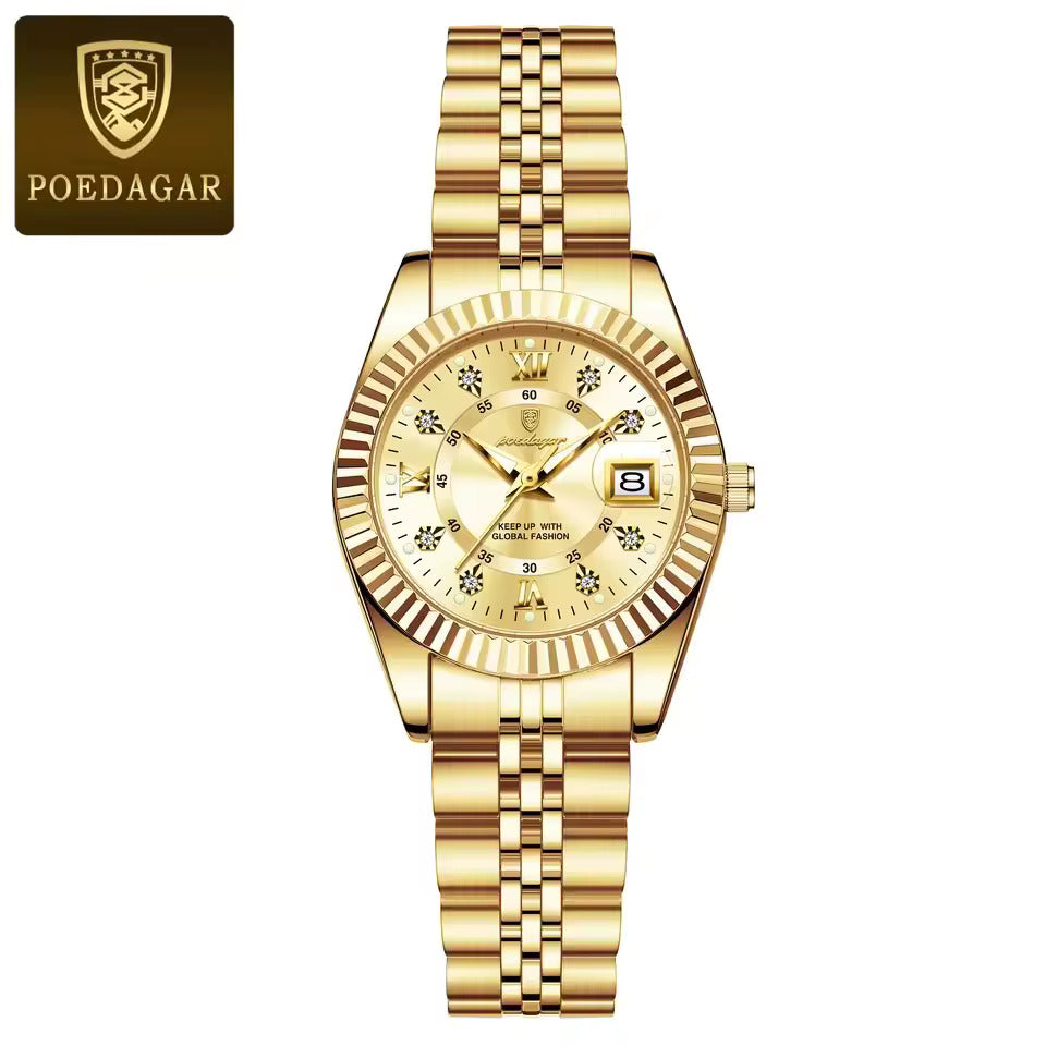 Poedagar 780 Women’s Luxury Quartz Watch – Elegant Stainless Steel Waterproof Luminous Wristwatch