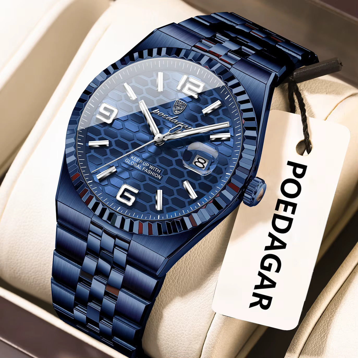 Poedagar 839 Men’s Watch – Luxury Stainless Steel Quartz