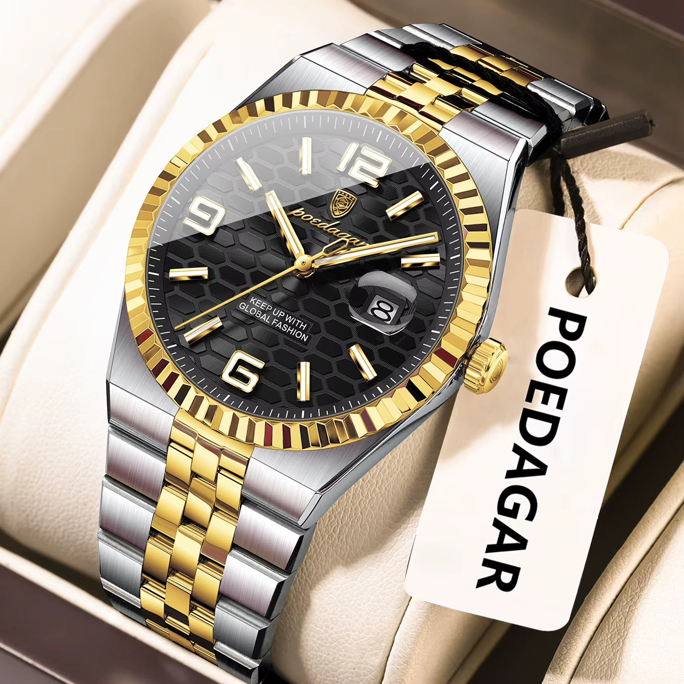 Poedagar 839 Men’s Watch – Luxury Stainless Steel Quartz
