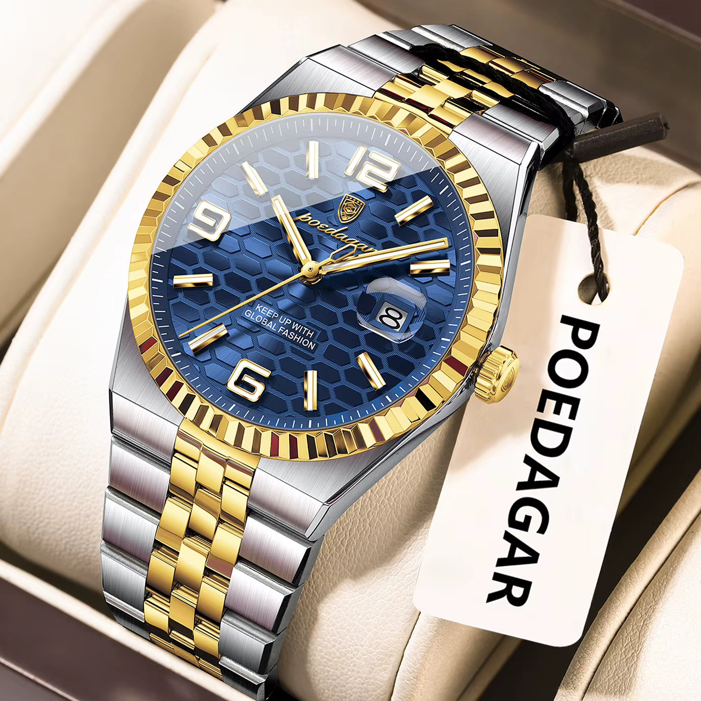 Poedagar 839 Men’s Watch – Luxury Stainless Steel Quartz