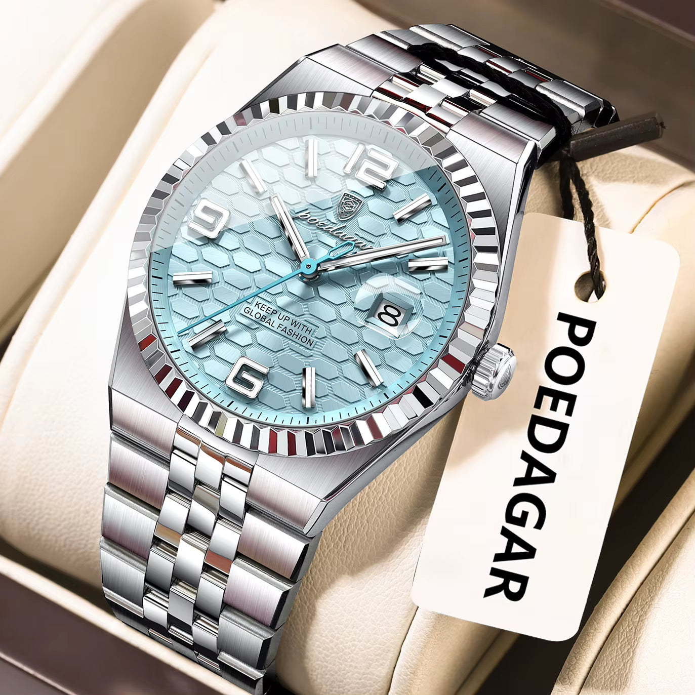 Poedagar 839 Men’s Watch – Luxury Stainless Steel Quartz